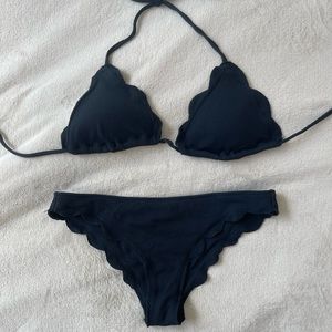 Abercrombie Scalloped Bikini Navy Size S